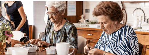 Elderly women doing crafts